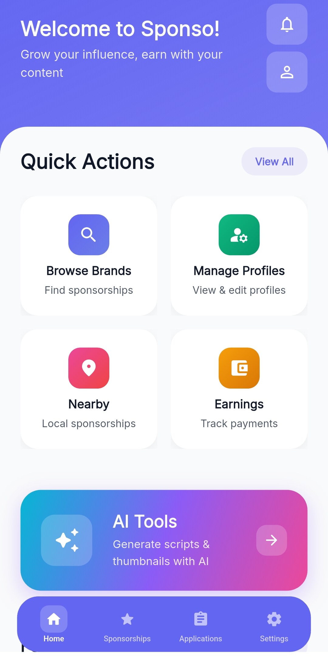 Sponso mobile app showing sponsorship opportunities
